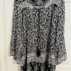 Angie Black and White Patterned Maxi Skirt